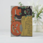 レトロの黒猫のハローウィンパーティの招待状 招待状 (スタンド正面)