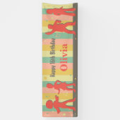 レトロの10代のなディスコのダンスの誕生会の旗 横断幕 (縦)