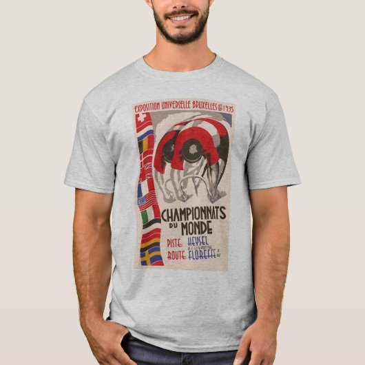 レトロの30年代のアール・デコのデザインサイクリング Tシャツ (正面)