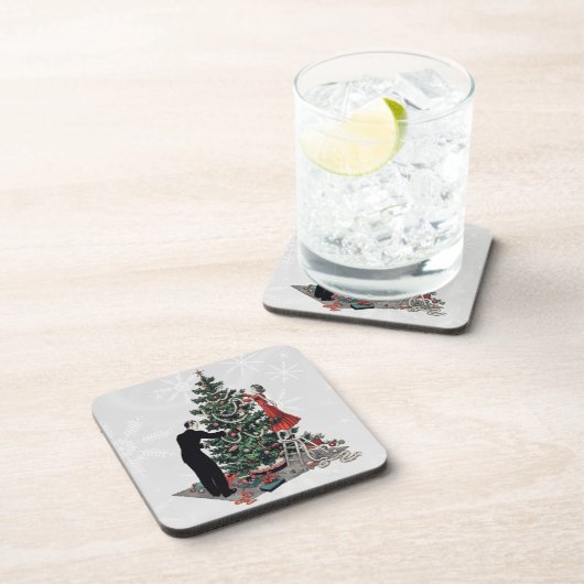 レトロの40年代のクリスマスツリー コースター (右側)