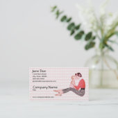 レトロの50年代お母さんおよびベビー 名刺 (スタンド正面)