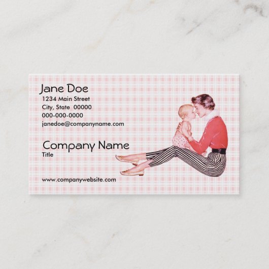 レトロの50年代お母さんおよびベビー 名刺 (正面)