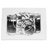 レトロの50年代のカメラ ラージペーパーバッグ (正面)