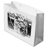 レトロの50年代のカメラ ラージペーパーバッグ (裏面アングル)