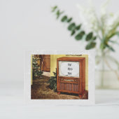 レトロの50年代のクリスマスTV シーズンポストカード (スタンド正面)