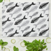 レトロの50年代のシーフードのレストランの魚の骨パターン キッチンタオル (折り畳み)