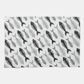レトロの50年代のシーフードのレストランの魚の骨パターン キッチンタオル (横)