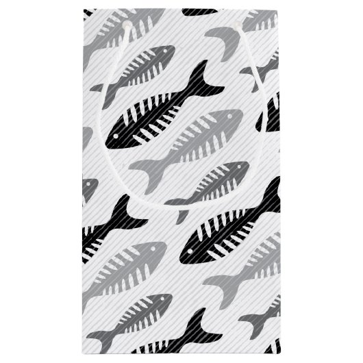 レトロの50年代のシーフードのレストランの魚の骨パターン スモールペーパーバッグ (裏面)