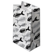 レトロの50年代のシーフードのレストランの魚の骨パターン スモールペーパーバッグ (正面アングル)