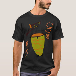 レトロの50年代抽象的なトロンボーン及びボンゴのワイシャツ Tシャツ