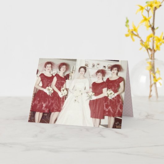 レトロの60年代の結婚 カード (黄色い花)