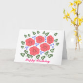 レトロの70年代の花のバースデー・カードは名前を加えます カード (黄色い花)