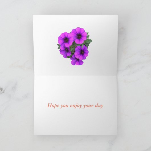 レトロの70年代の花の誕生日は一流の前部を加えます カード (内部)