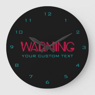 レトロの80年代のネオンライトの警告 ラージ壁時計