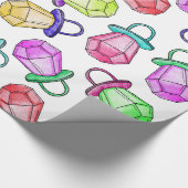 レトロの80年代の90年代のネオンカラフルなリングキャンデーの破裂音 ラッピングペーパー (角)