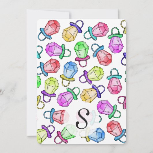 レトロの80年代の90年代のネオンカラフルなリングキャンデーの破裂音 招待状 (裏面)