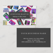 レトロの80年代の90年代のネオンパターン(の模様が)あるなカセットテープ 名刺 (正面/裏面)