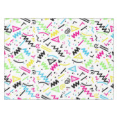 レトロの80年代の90年代のネオンピンクの青緑の黄色い落書き テーブルクロス (正面(横))