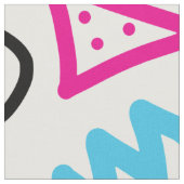 レトロの80年代の90年代のネオンピンクの青緑の黄色い落書き ファブリック (クローズアップ)