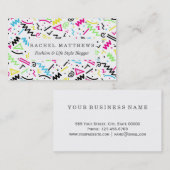 レトロの80年代の90年代のネオンピンクの青緑の黄色い落書き 名刺 (正面/裏面)