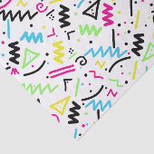 レトロの80年代の90年代のネオンピンクの青緑の黄色い落書き 薄葉紙 (詳細)