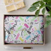 レトロの80年代の90年代のネオンピンクの青緑の黄色い落書き 薄葉紙 (ギフト)