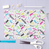 レトロの80年代の90年代のネオンピンクの青緑の黄色い落書き 薄葉紙 (クラフト)