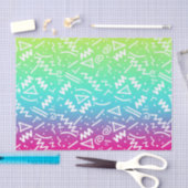 レトロの80年代の90年代のネオン虹によってスケッチされる落書き 薄葉紙 (クラフト)