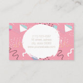 レトロの80年代の90年代のピンクによってスケッチされる落書きの形 名刺 (裏面)