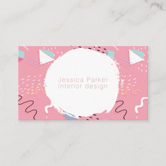 レトロの80年代の90年代のピンクによってスケッチされる落書きの形 名刺 (正面)