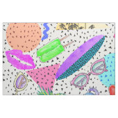 レトロの80年代の90年代の夏のビーチのコラージュパターン ファブリック (ファットクウォーター)