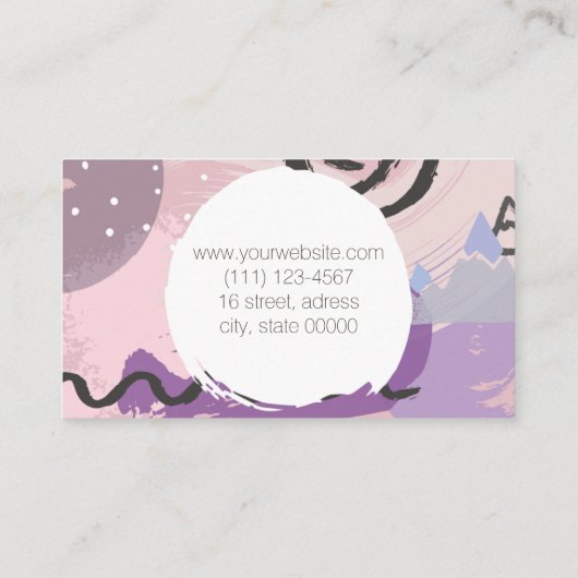 レトロの80年代の90年代の紫色のスケッチされた落書きの形 名刺 (裏面)