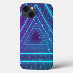 レトロの80年代のsynthwaveの白熱ネオンライトの三角形 iPhone 13ケース