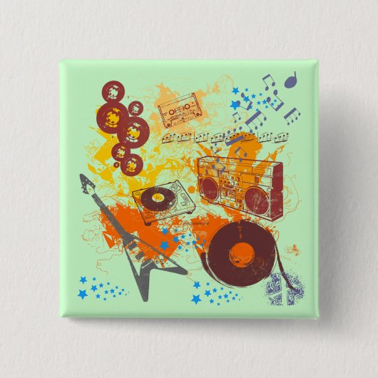 レトロの80年代音楽 缶バッジ (正面)