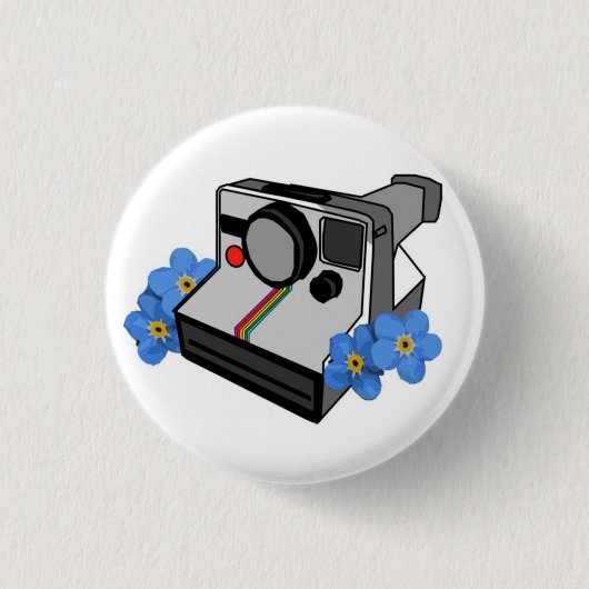 レトロの90年代のカメラ 缶バッジ (正面)