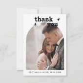 レトロのArchフォトメ結婚ッセージ サンキューカード (正面)