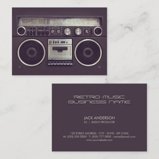 レトロのBoomboxのゲットーの発破工の音楽業界カード 名刺 (正面/裏面)
