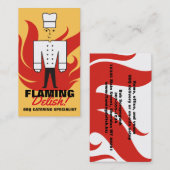 レトロのchestyオスのシェフは料理用食料調達を炎にあてます 名刺 (正面/裏面)
