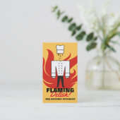 レトロのchestyオスのシェフは料理用食料調達を炎にあてます 名刺 (スタンド正面)