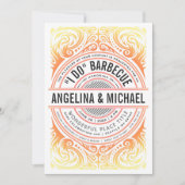 レトロのDeco私はBBQの招待状のグリルの火|の白をします 招待状 (正面)