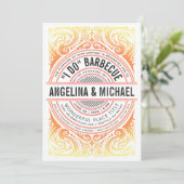 レトロのDeco私はBBQの招待状のグリルの火|の白をします 招待状 (スタンド正面)