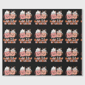 レトロのGroovyはクリスマスかわいいサの応援のカップを持っている ラッピングペーパー (フラット)