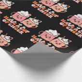 レトロのGroovyはクリスマスかわいいサの応援のカップを持っている ラッピングペーパー (角)