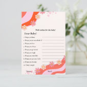 レトロのGroovyは赤ちゃんシャワーゲームカードを願う 招待状 (スタンド正面)