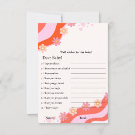 レトロのGroovyは赤ちゃんシャワーゲームカードを願う 招待状