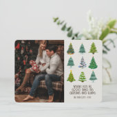 レトロのGroovy写真クリスマスツリー カード (スタンド正面)