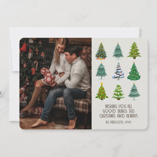 レトロのGroovy写真クリスマスツリー カード (正面)