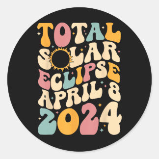 レトロのGroovy太陽の Total Eclipse 4月08日 ラウンドシール