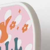 レトロのGroovy私のピックボールの母の時代カスタム ピックルボールラケット (左詳細)