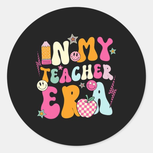 レトロのGroovy私の時代教えの先生最高のAppre ラウンドシール (正面)